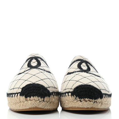 Chanel Fabric Biarritz CC Espadrilles 39 Beige Black 2 of 8