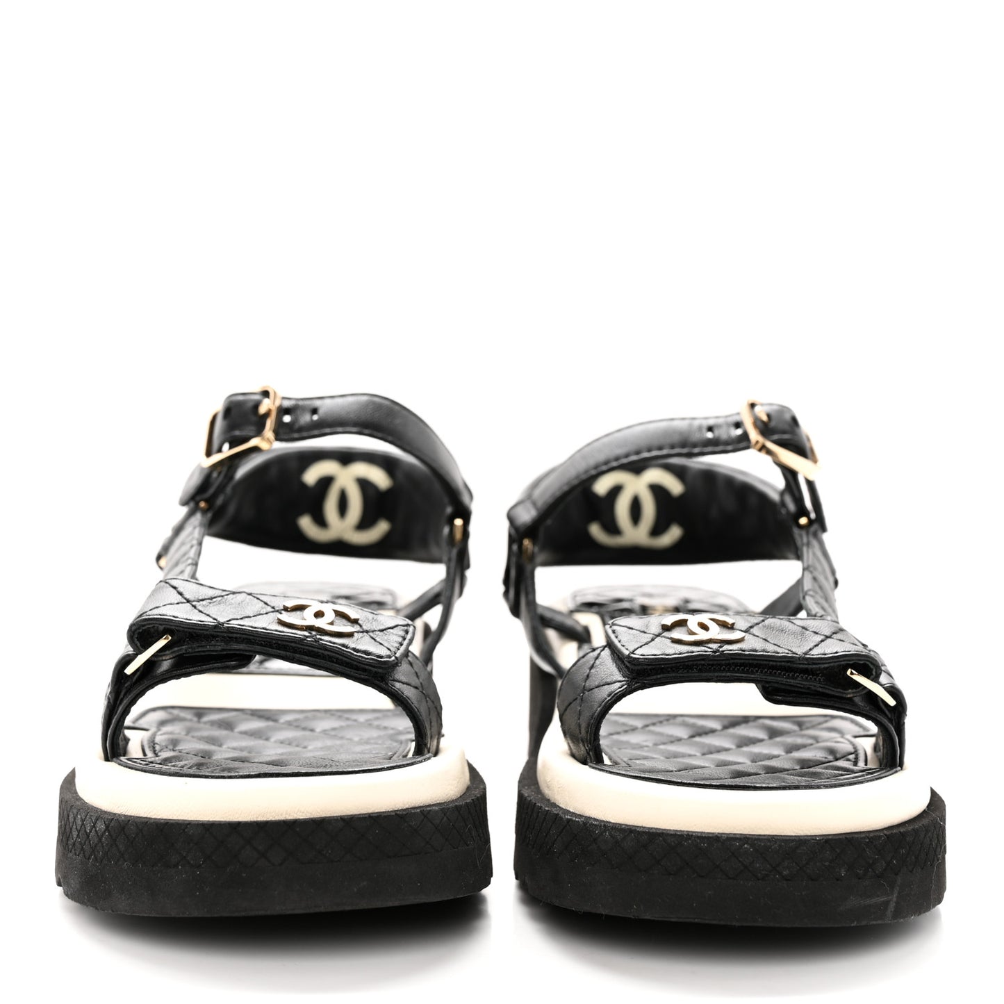 Lambskin Patent Logo Platform Sandals 37 Black White