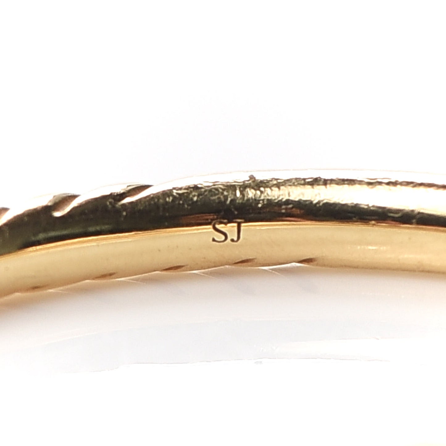 18K Yellow Gold Diamond 2mm Cable Collectibles Band Ring 55 7.25
