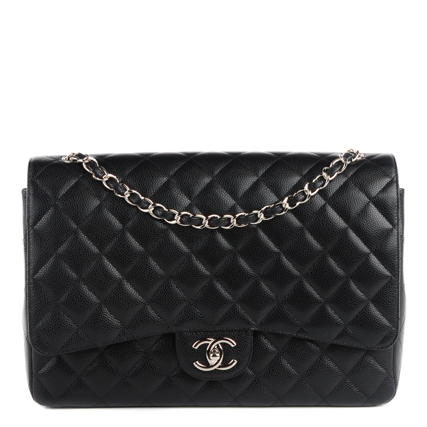 Caviar Quilted Maxi Double Flap Black