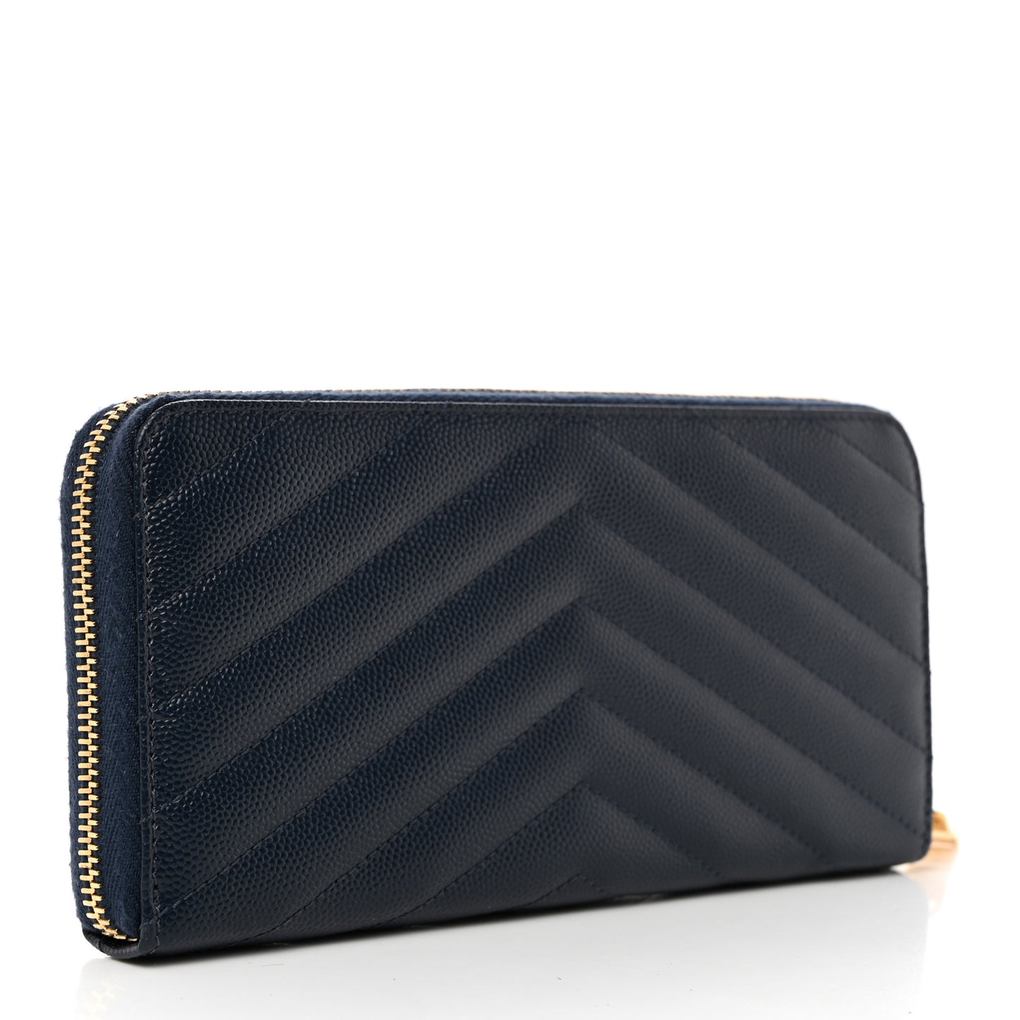 Grain De Poudre Matelasse Chevron Monogram Zip Around Wallet Navy
