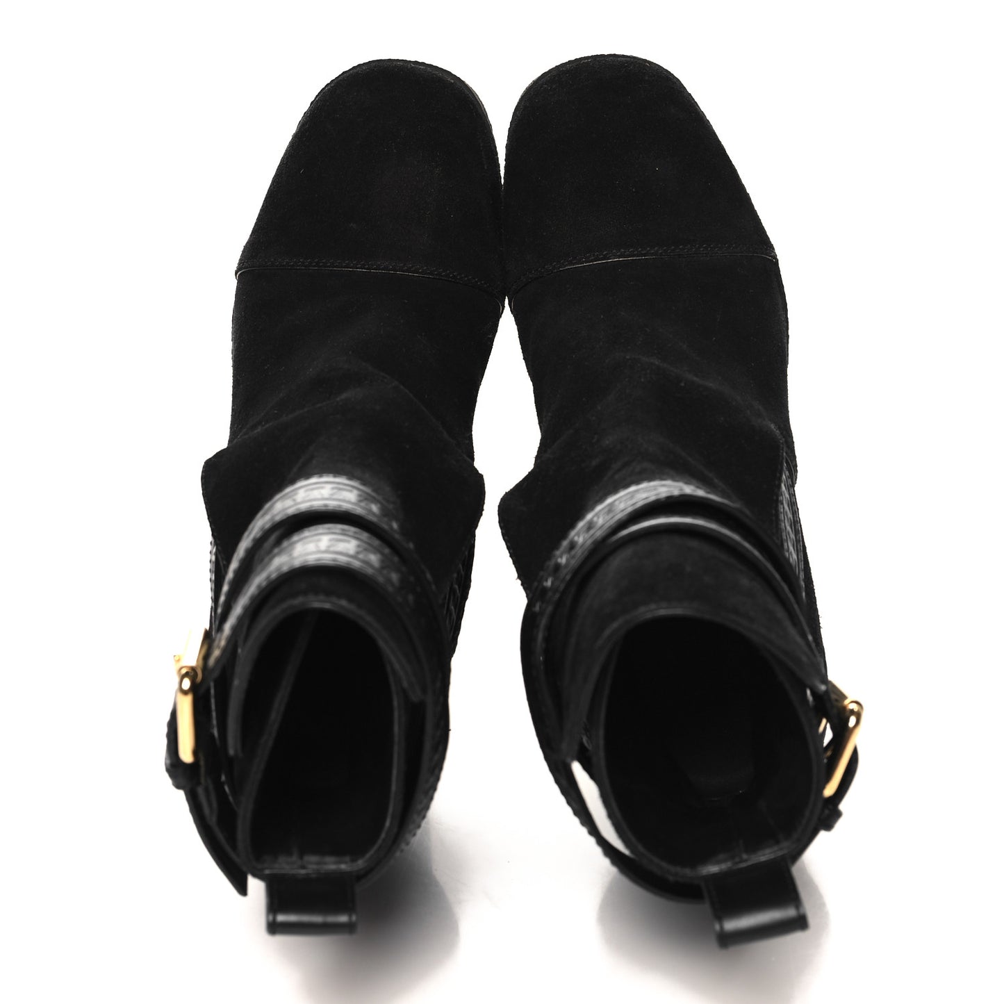 Suede Calfskin Crossroads Wedge Ankle Boots 36 Black