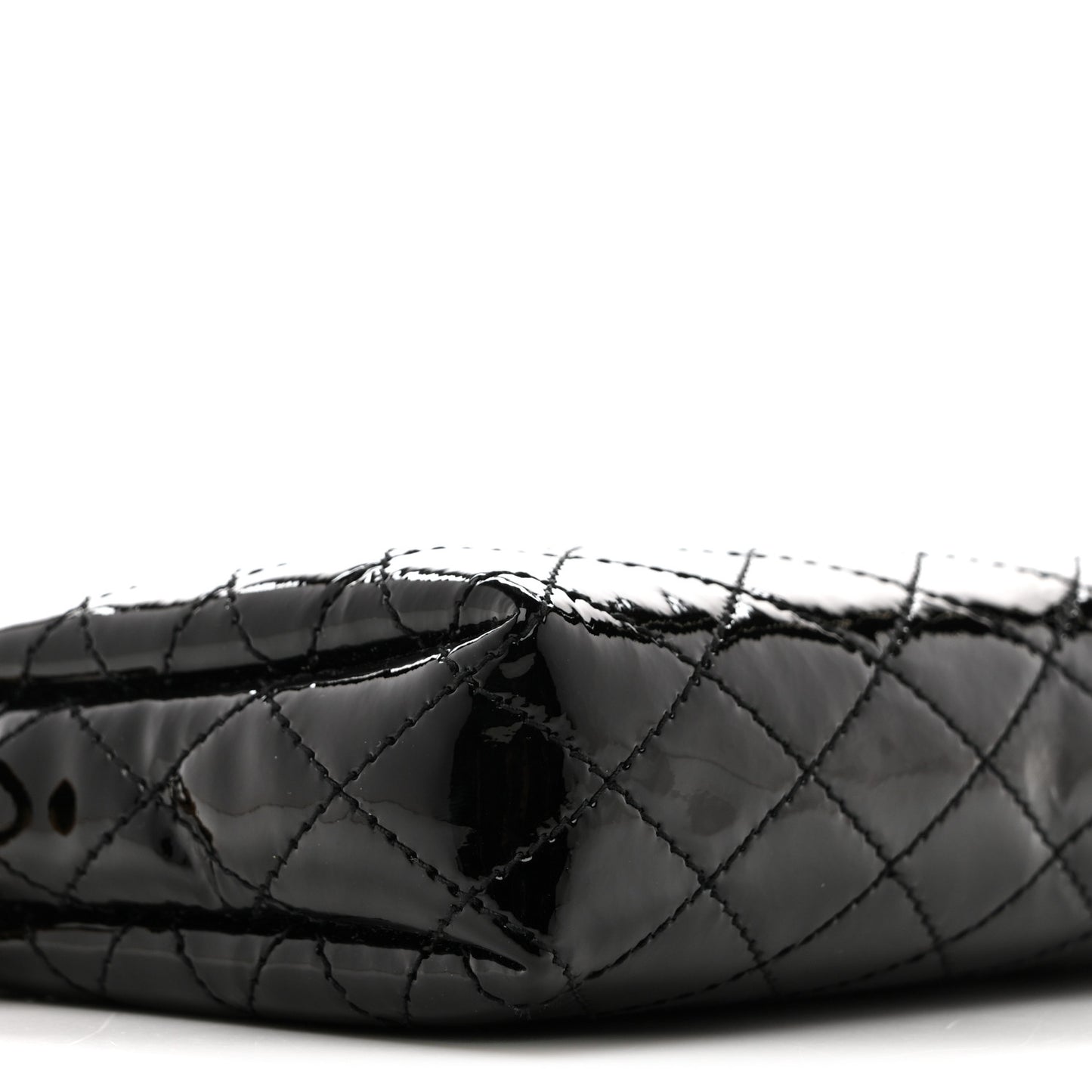 Patent Quilted Gaby Zipped Pouch Black