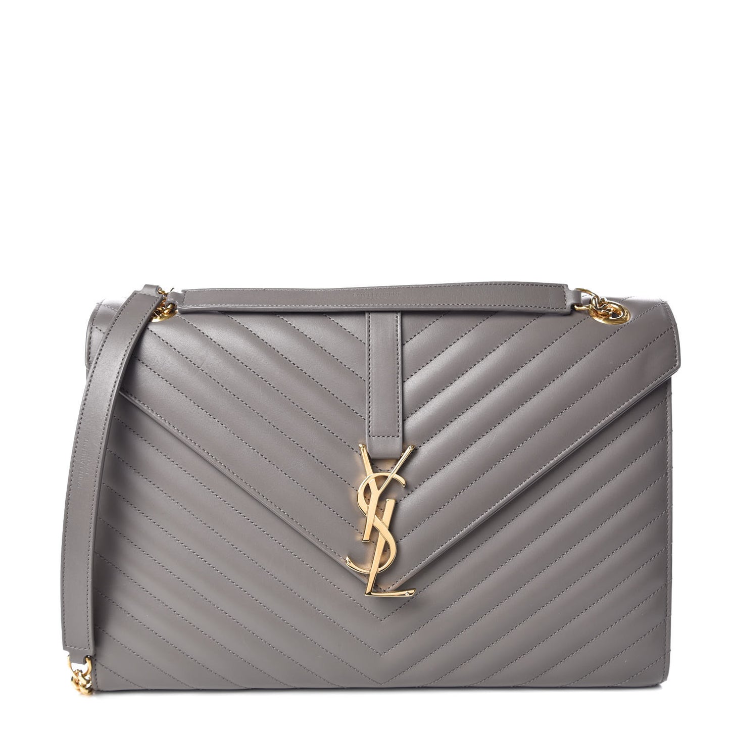 Smooth Calfskin Matelasse Large Monogram Satchel Fog