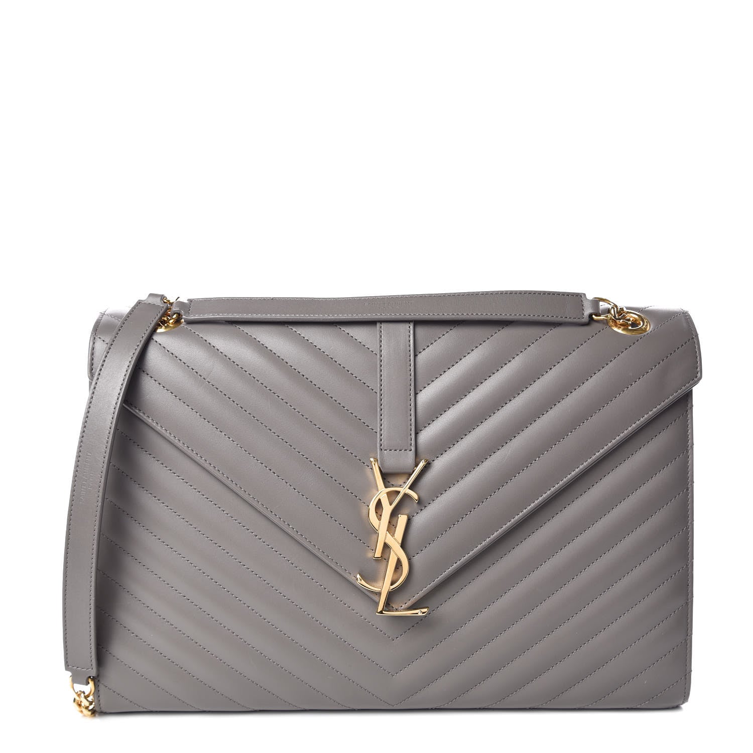 Saint Laurent Smooth Calfskin Matelasse Large Monogram Satchel Fog 1 of 12