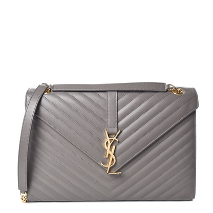 Saint Laurent Smooth Calfskin Matelasse Large Monogram Satchel Fog 1 of 12