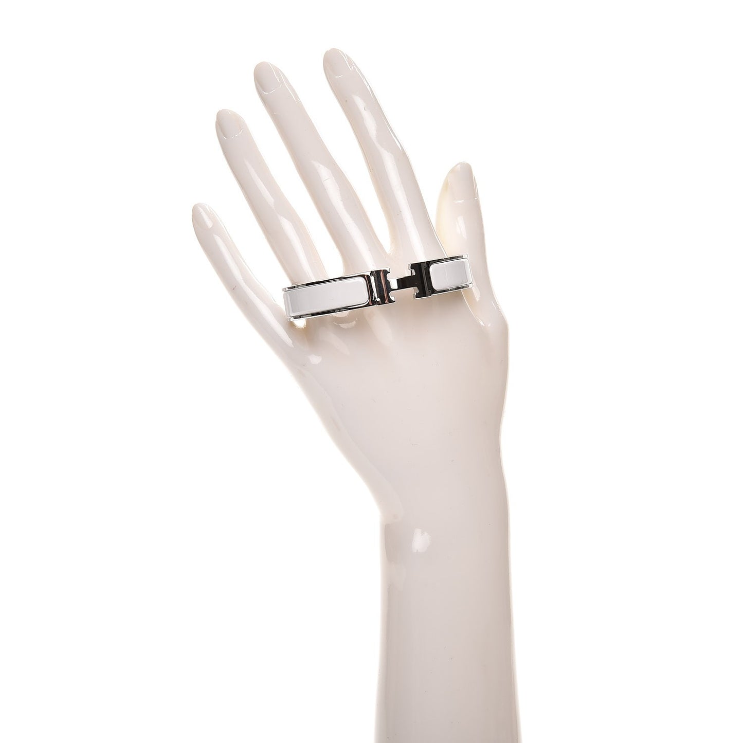 Enamel Narrow Clic Clac H Bracelet GM White