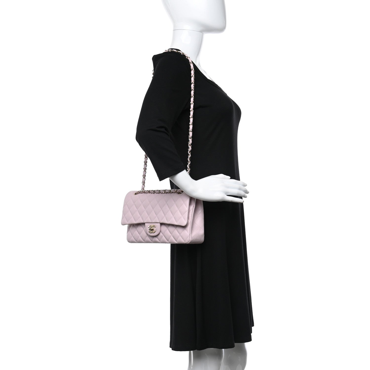 Chanel Caviar Quilted Medium Double Flap Light Pink 2 of 9