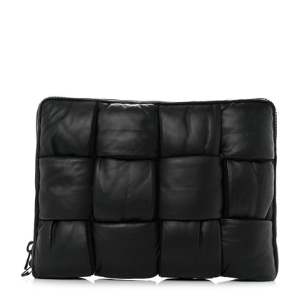 Bottega Veneta Calfskin Maxi Intrecciato Puffy Laptop Pouch Black 1 of 9