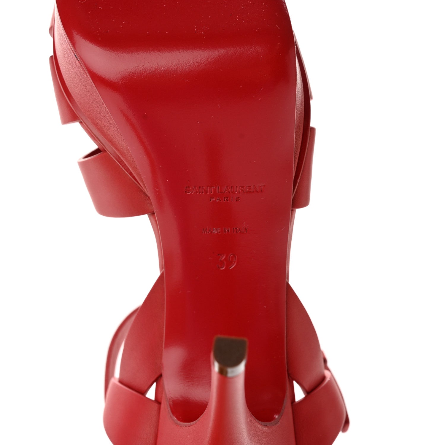 Saint Laurent Calfskin Tribute 75 Platform Sandals 39 New Red 6 of 9