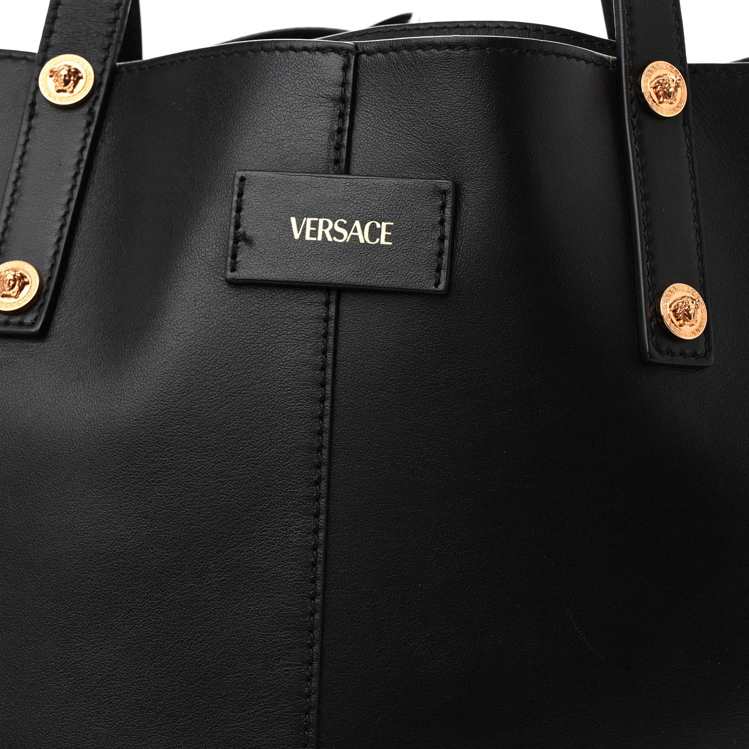 Versace Calfskin Palazzo Tote Black 8 of 13