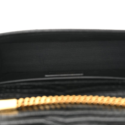 Saint Laurent Calfskin Crocodile Embossed Medium Classic Monogram Kate Tassel Satchel Black 5 of 13