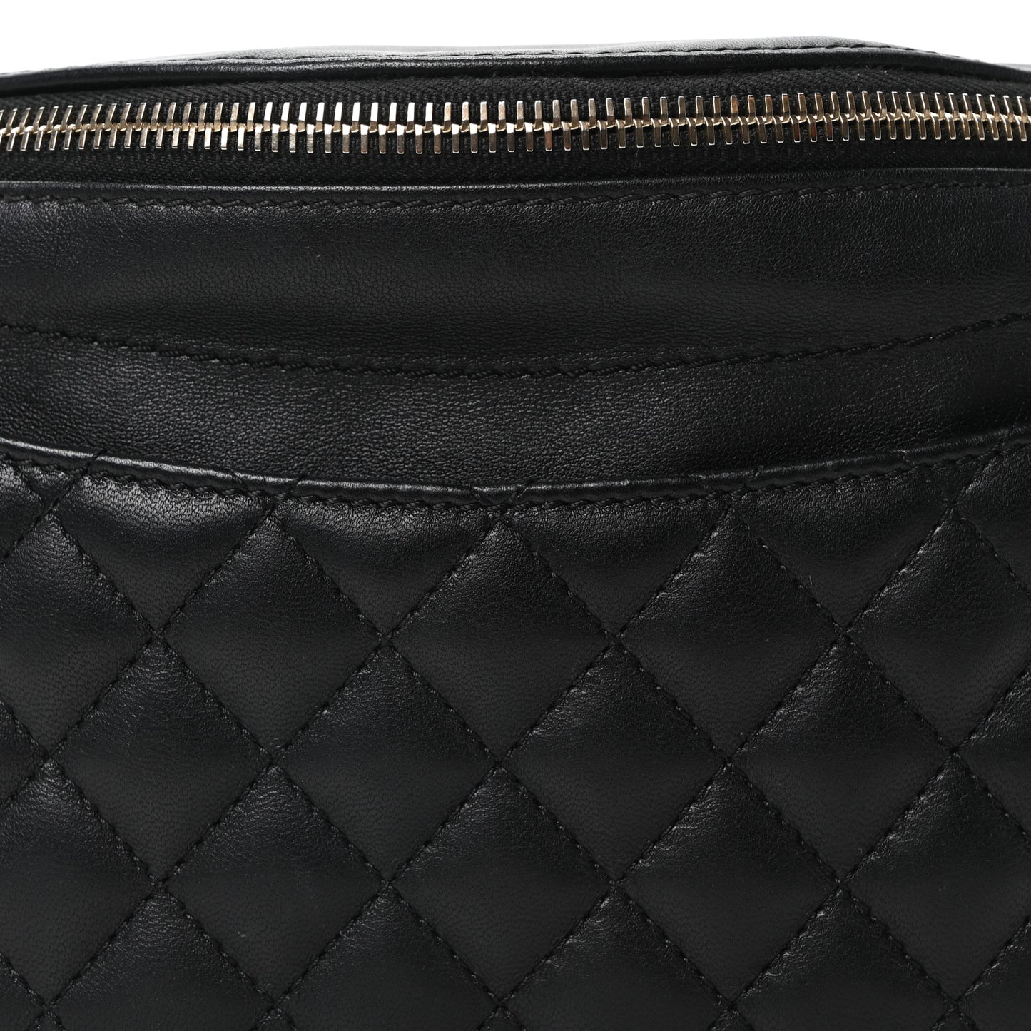 Lambskin Quilted Waist Bag Fanny Pack Black