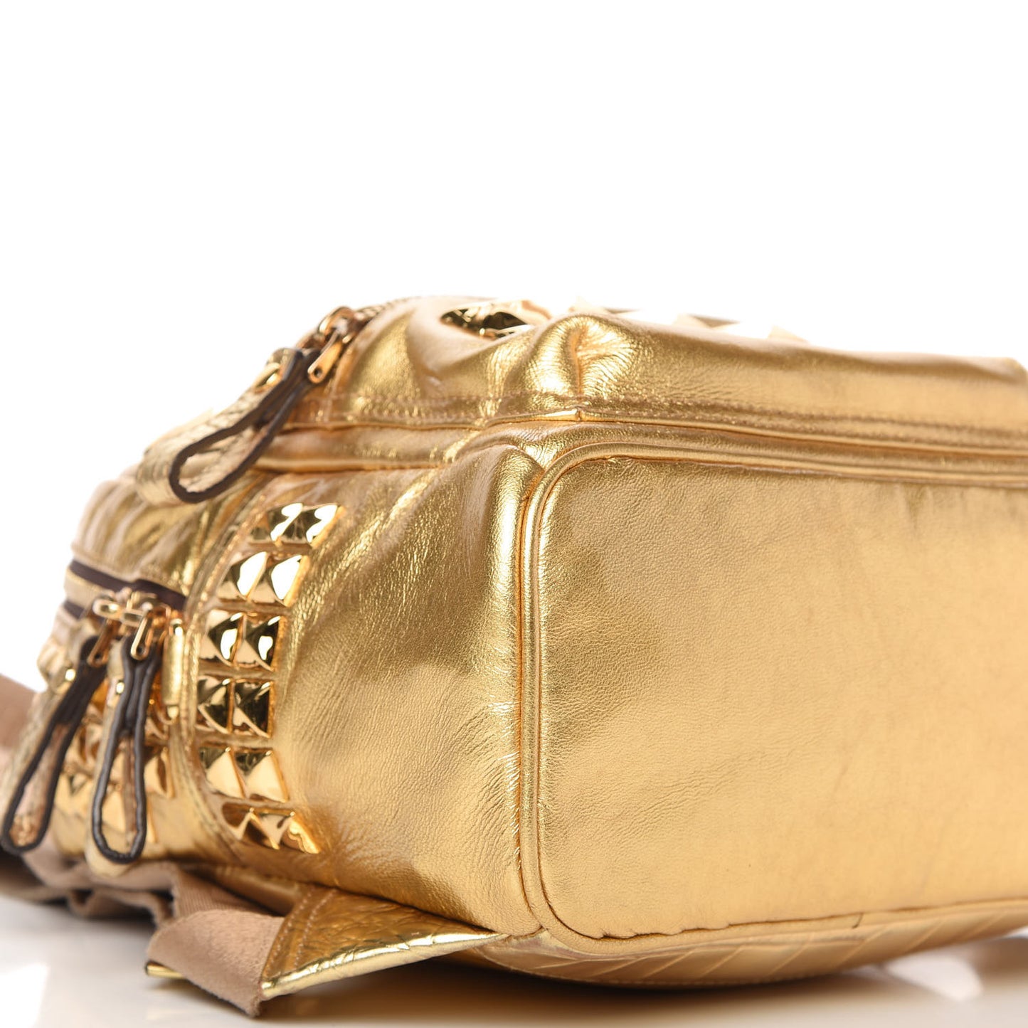 Metallic Calfskin Stud Mini Stark Backpack Gold