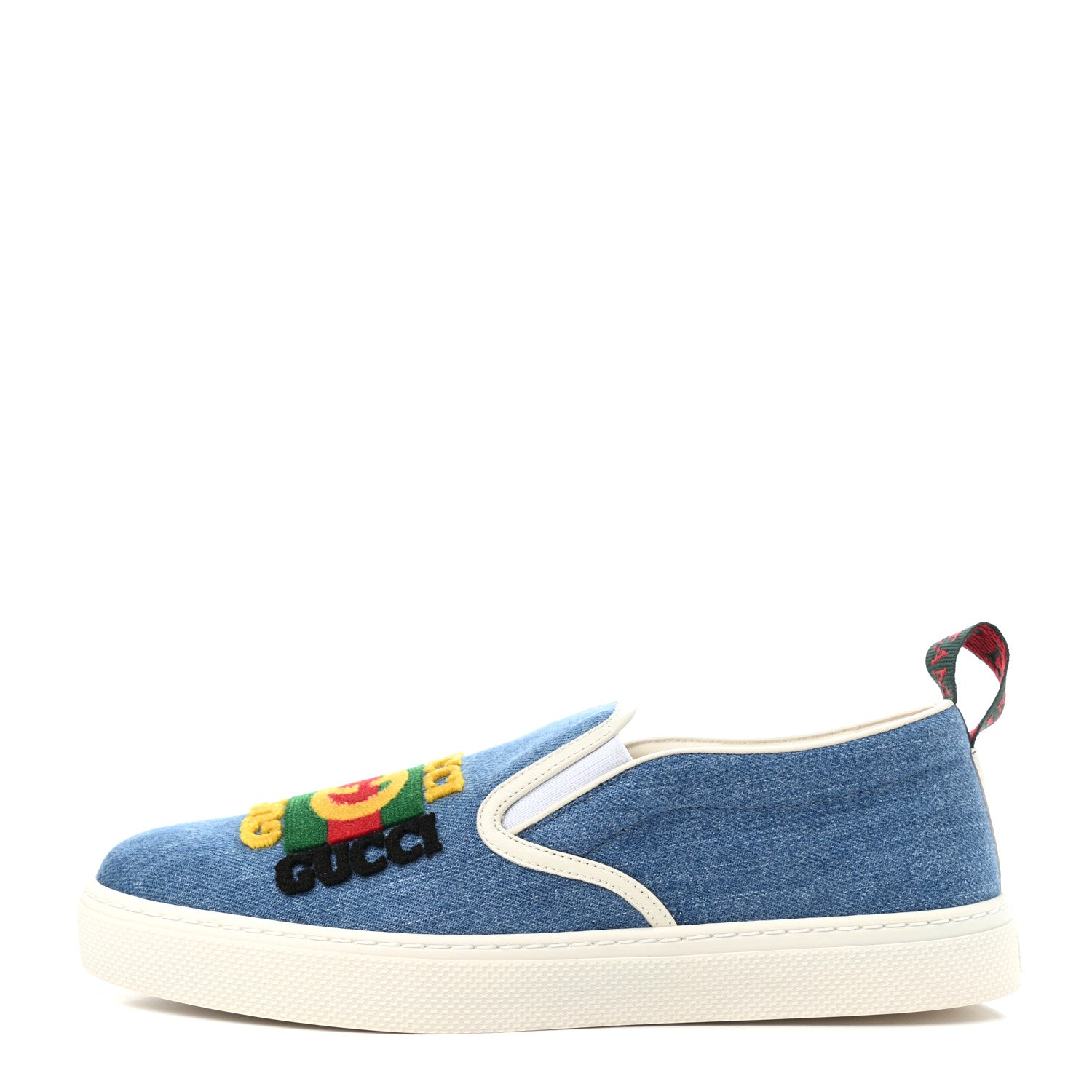 Gucci Kura Denim Logo Embroidered Mens Slip On Sneakers 8 Blue 1 of 4
