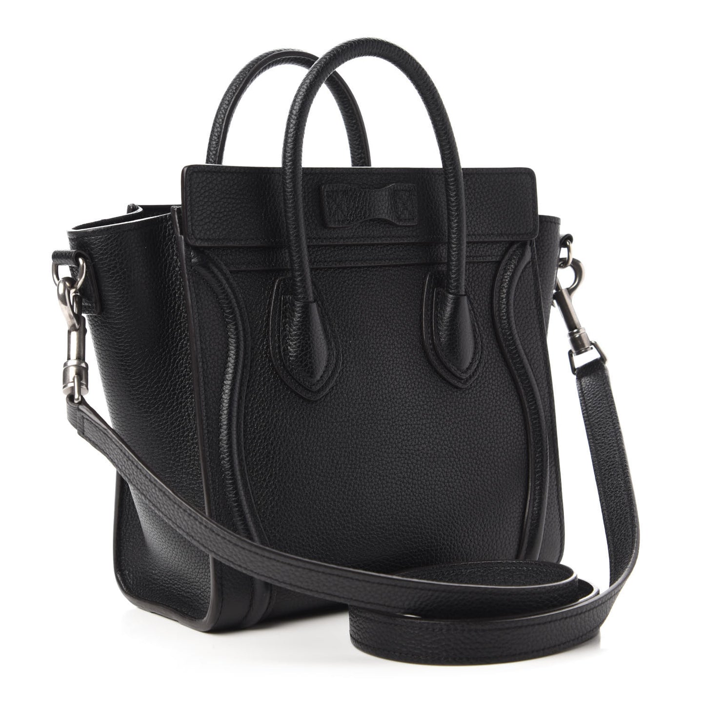 Drummed Calfskin Nano Luggage Black