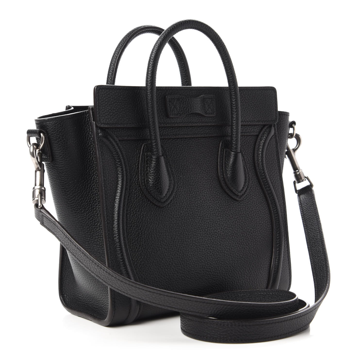Celine Drummed Calfskin Nano Luggage Black 3 of 9