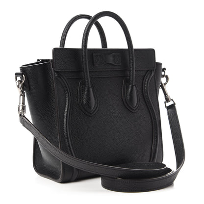 Celine Drummed Calfskin Nano Luggage Black 3 of 9