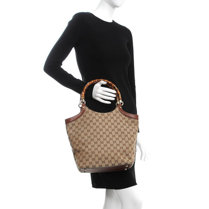 Gucci Monogram Bamboo Handle Tote Tan 2 of 8