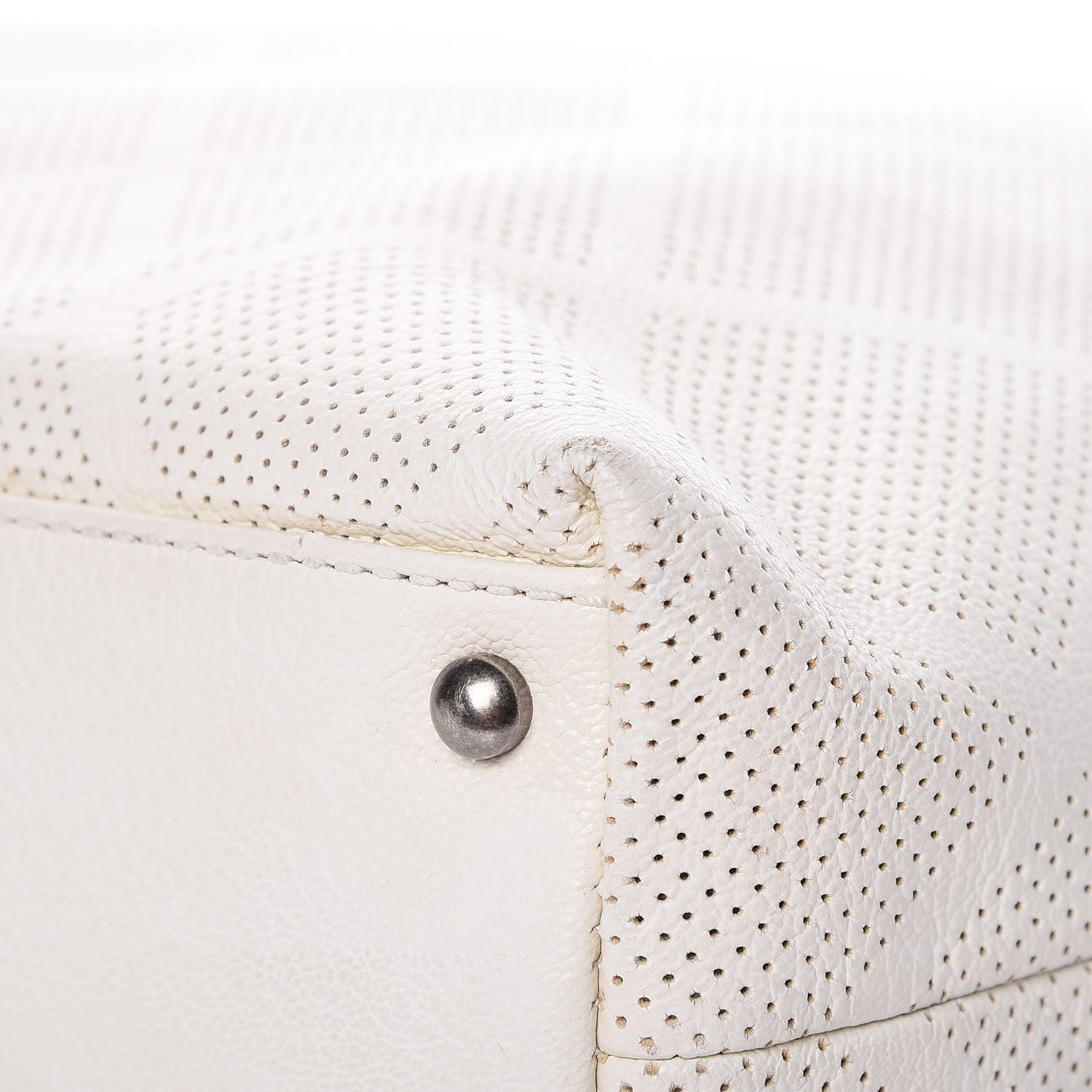 Goatskin Perforated Large CC Tote White