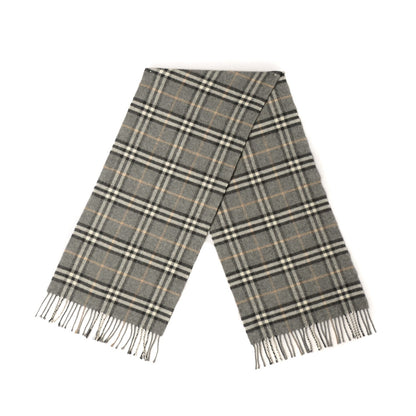Burberry Merino Wool Cashmere Check Scarf Grey 3 of 4