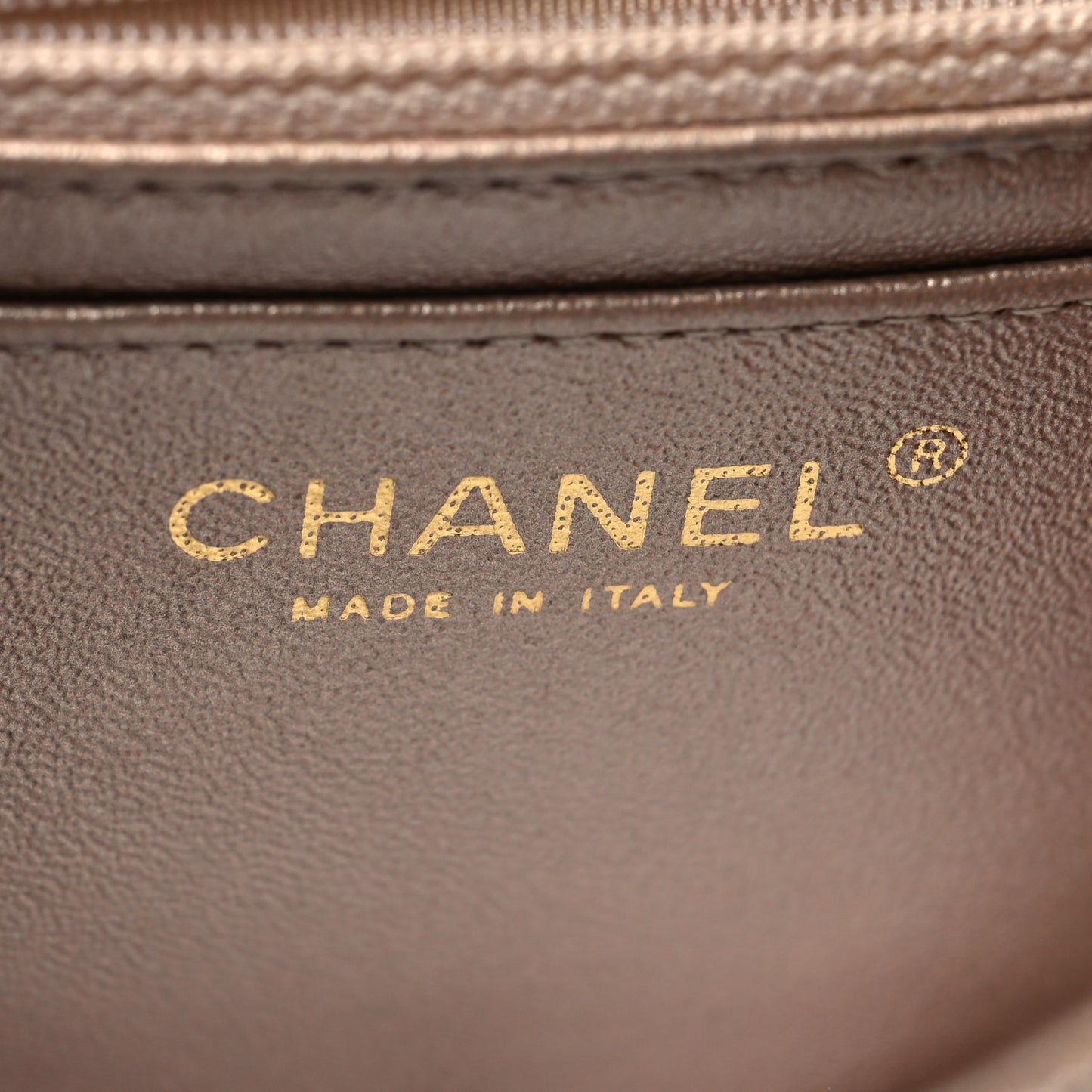 Metallic Lambskin Perforated Mini Square Flap Gold