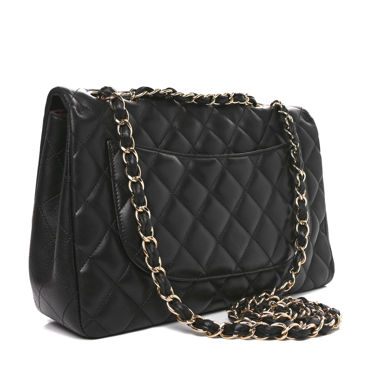 Lambskin Quilted Jumbo Single Flap Black