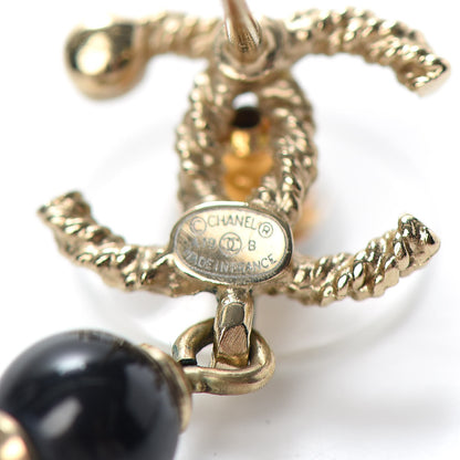 Chanel Pearl Bead Crystal CC Byzantine Drop Earrings Black Gold 4 of 4