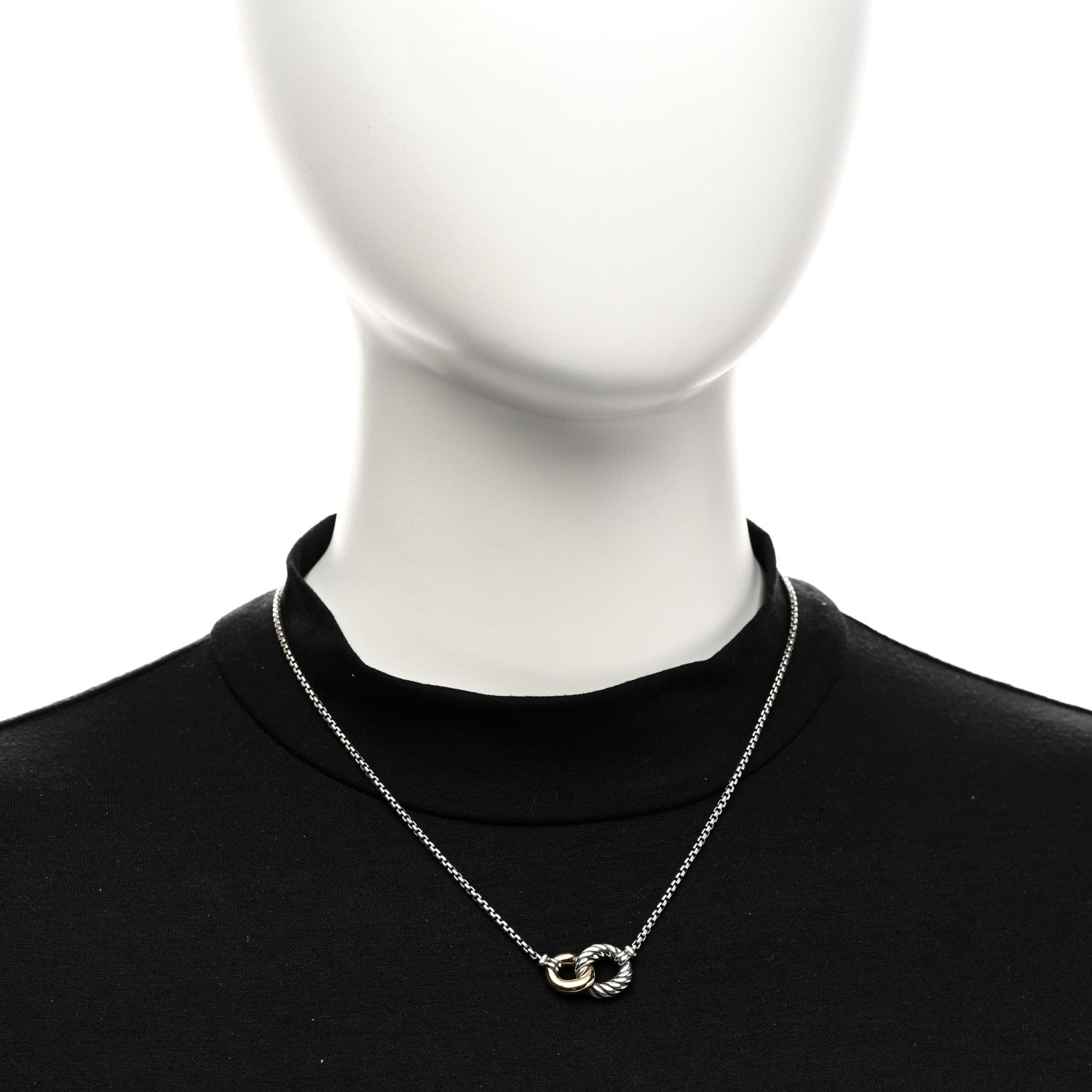 David Yurman Sterling Silver 18K Yellow Gold Belmont Pendant Necklace 2 of 4