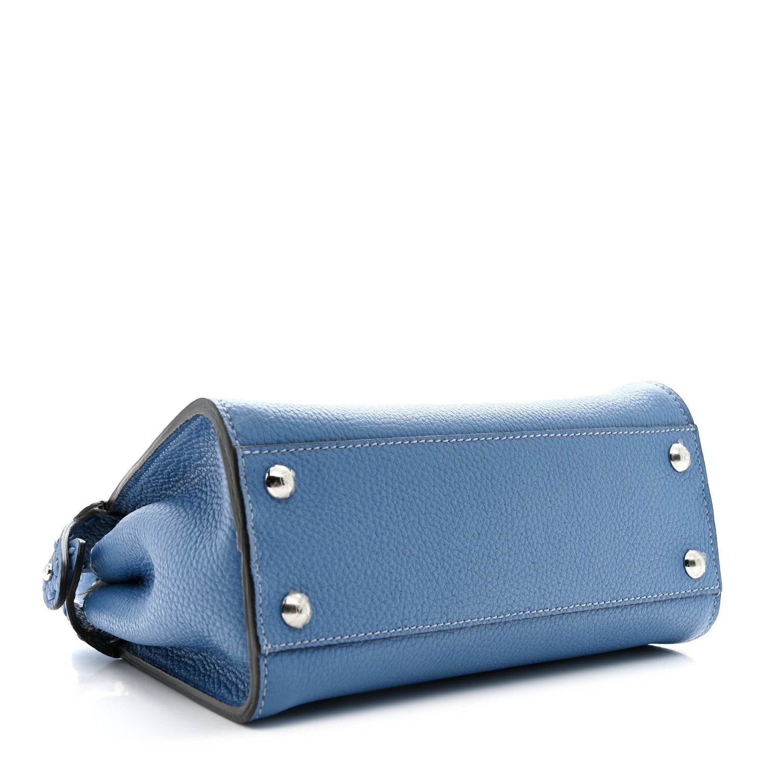 Fendi Cuoio Romano Selleria Macro Stitchings Mini Peekaboo Iconic Satchel Argento Blue 4 of 11