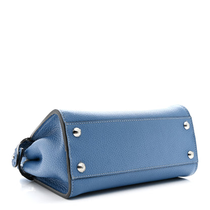 Fendi Cuoio Romano Selleria Macro Stitchings Mini Peekaboo Iconic Satchel Argento Blue 4 of 11