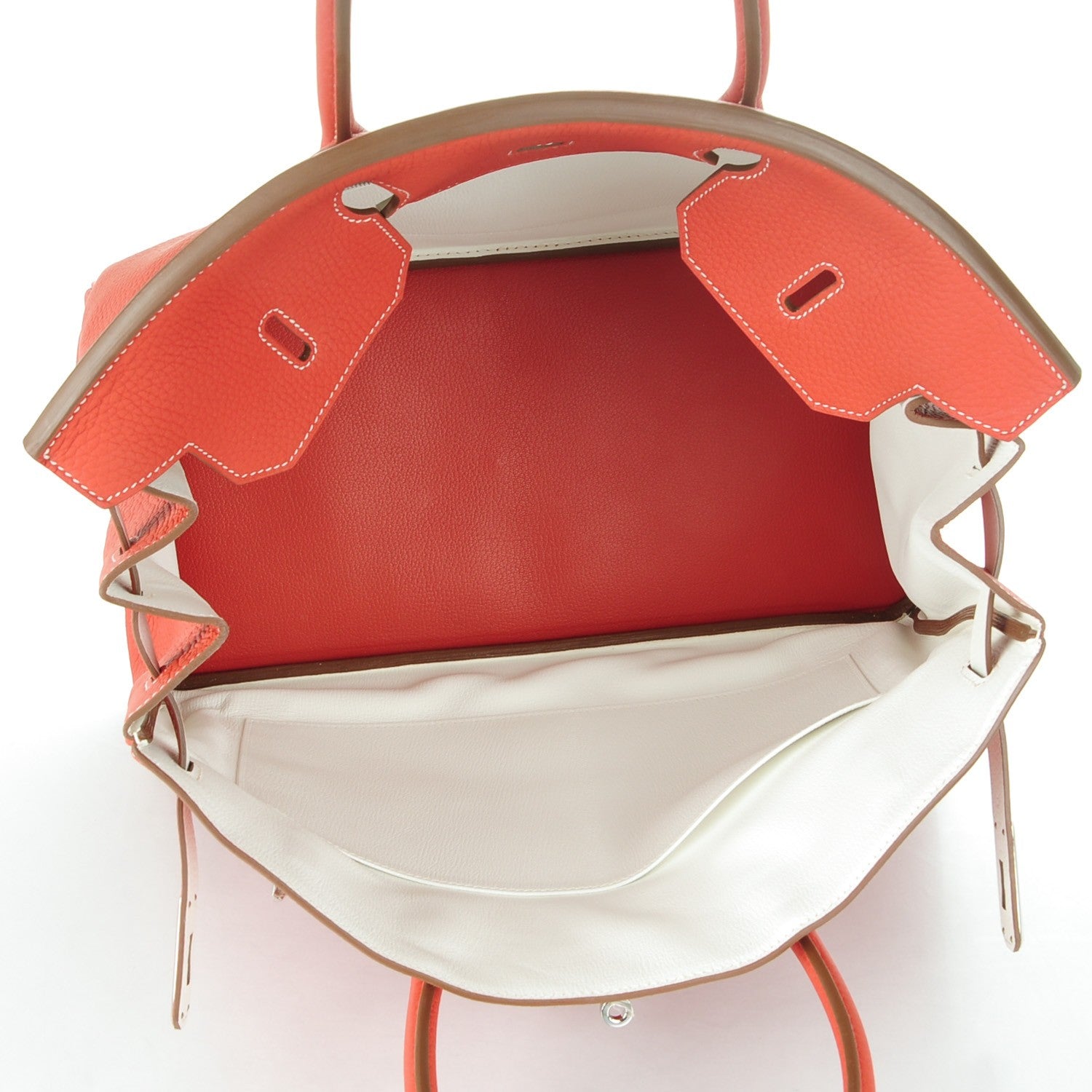 Hermes Taurillon Clemence Eclat Birkin 40 Sanguine Blanc 7 of 24