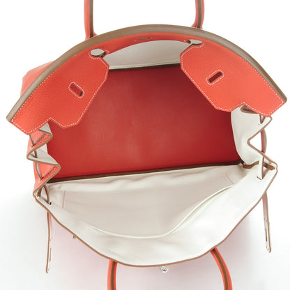 Hermes Taurillon Clemence Eclat Birkin 40 Sanguine Blanc 7 of 24