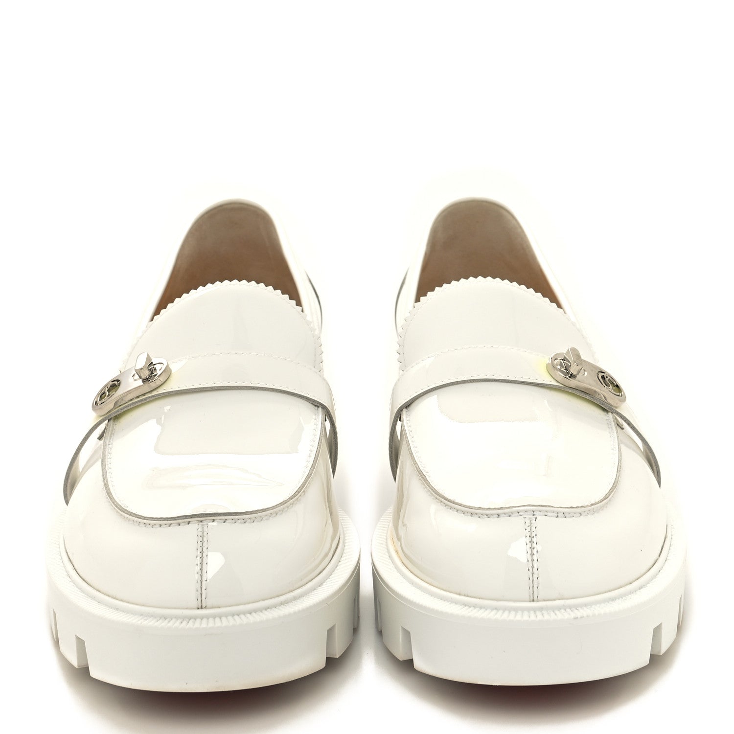 Christian Louboutin Patent Lock Woody Loafers 40 White 2 of 8