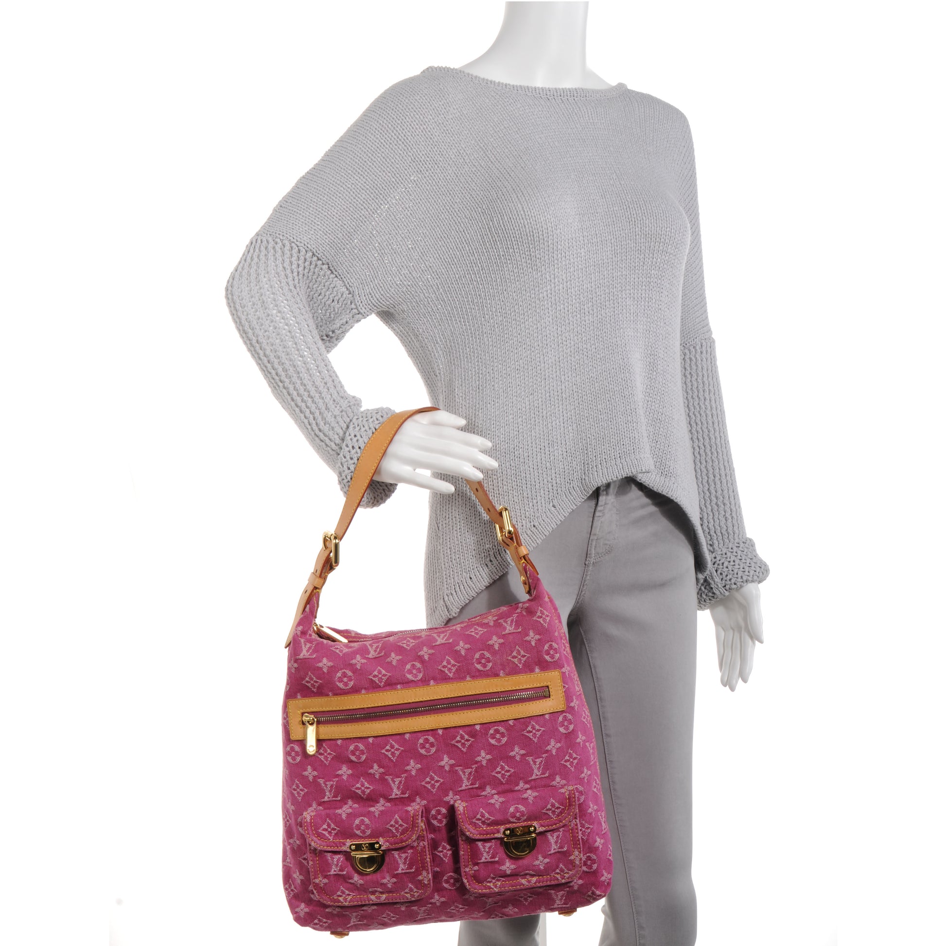 Louis Vuitton Denim Baggy GM Fuchsia 2 of 7