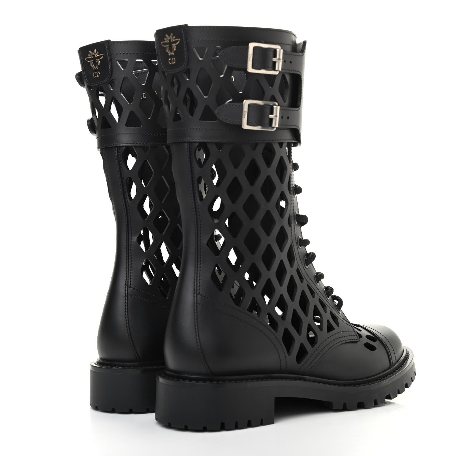 Christian Dior Matte Calfskin Womens D-Trap 30mm Tall Boots 37.5 Black 4 of 8