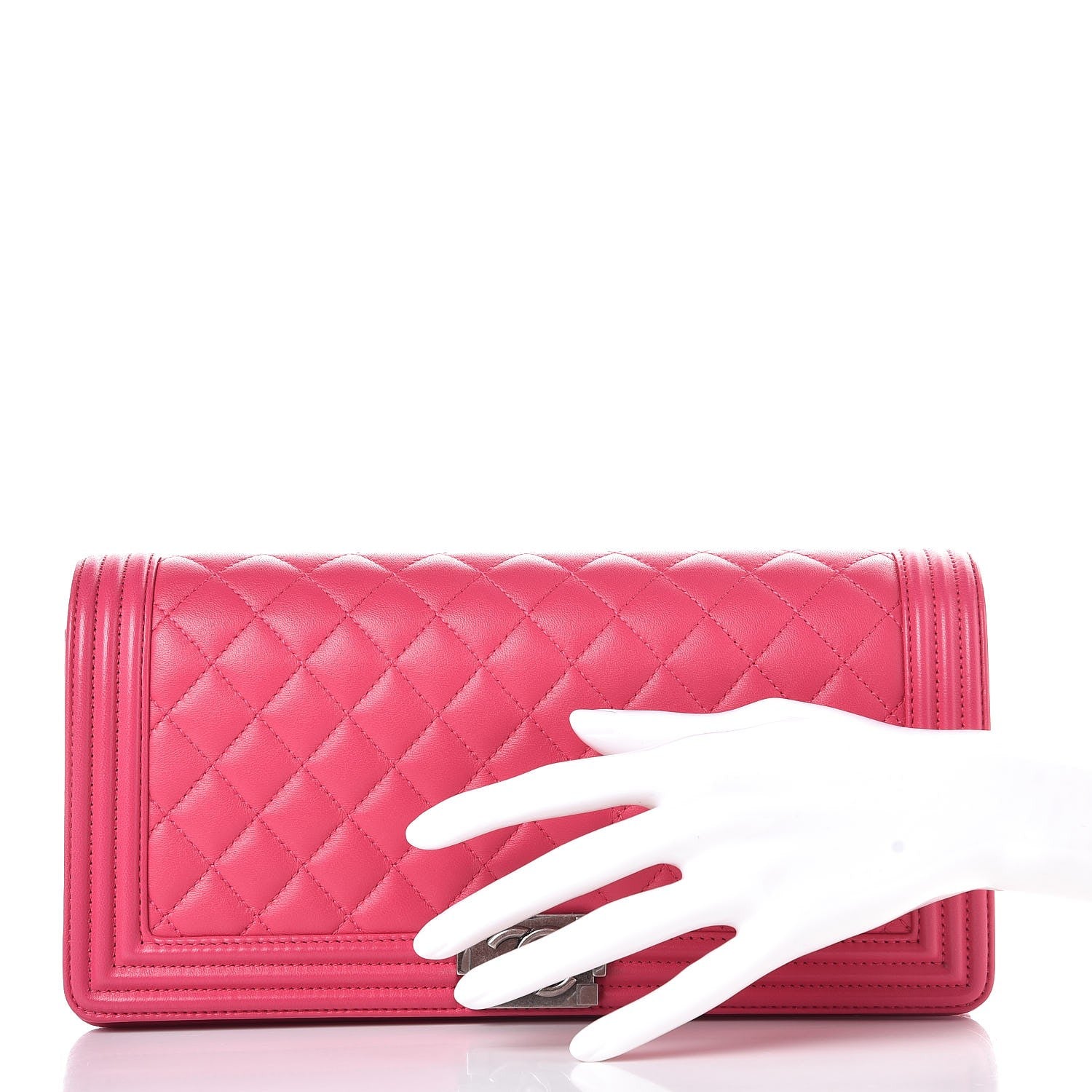 Chanel Lambskin Quilted Boy Flap Clutch Fuchsia 2 of 8