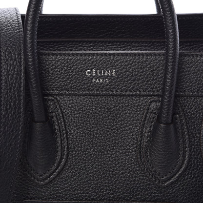 Celine Drummed Calfskin Nano Luggage Black 6 of 9