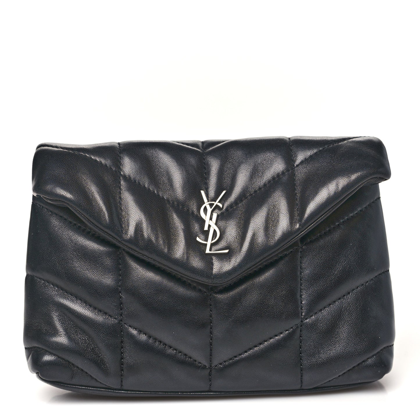 Lambskin Monogram Loulou Puffer Pouch Clutch Black