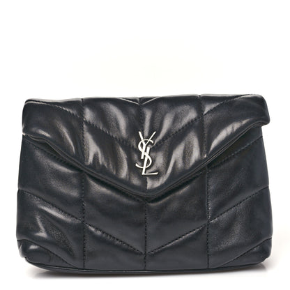 Saint Laurent Lambskin Monogram Loulou Puffer Pouch Clutch Black 1 of 8