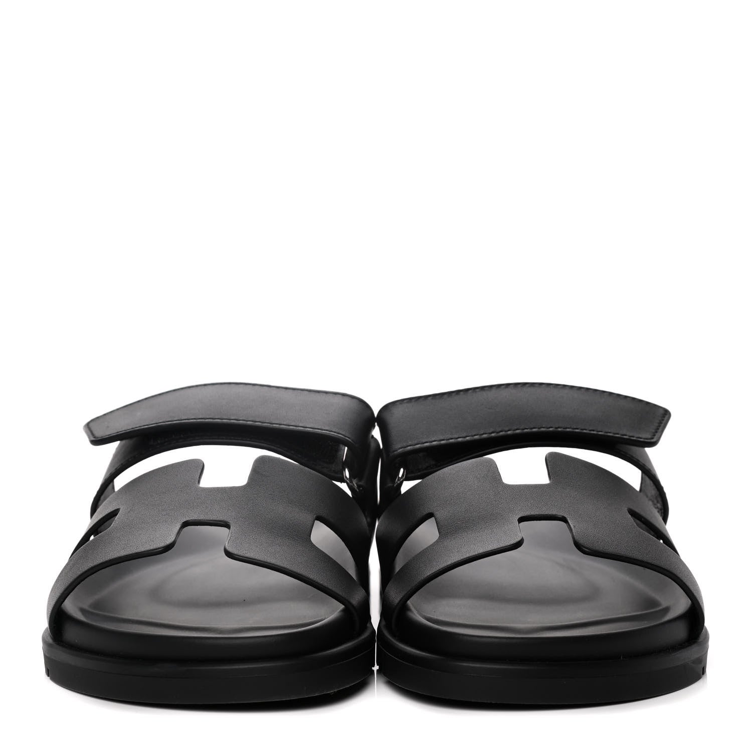 Hermes Calfskin Womens Chypre Sandals 36.5 Black 2 of 12
