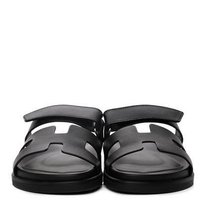 Hermes Calfskin Womens Chypre Sandals 36.5 Black 2 of 12