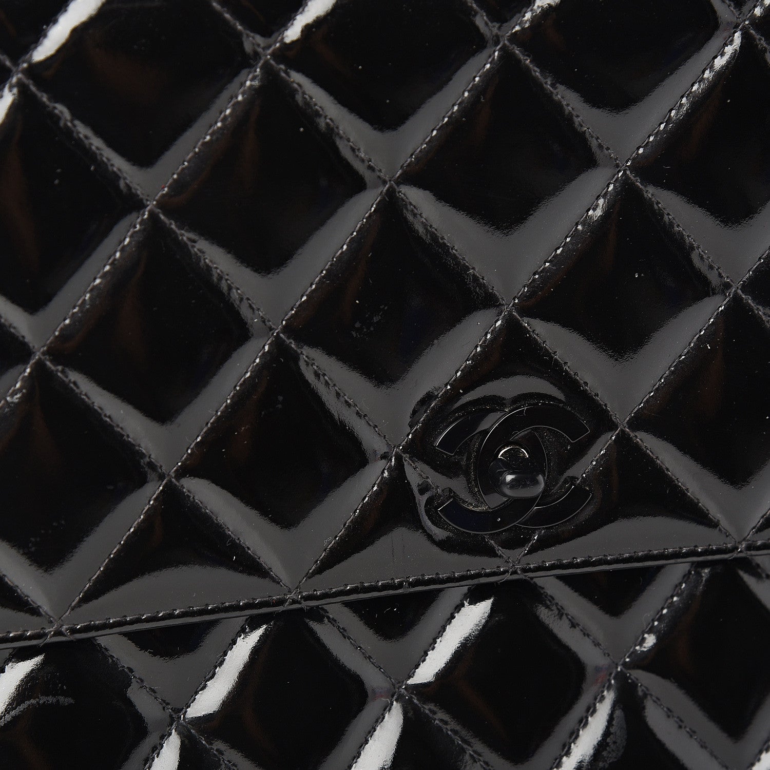 Chanel Patent Quilted Jumbo Kelly Flap Black 9 of 15