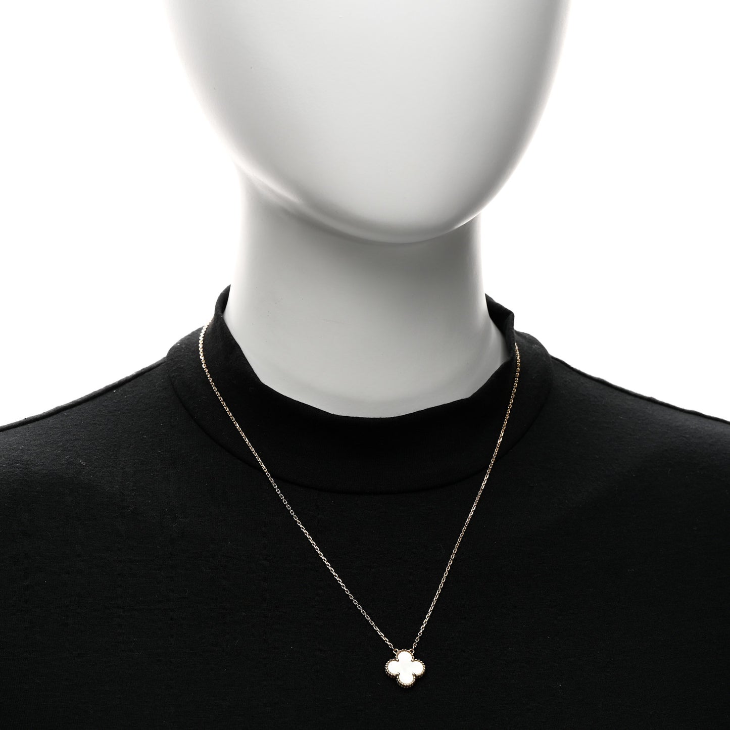 18K Yellow Gold Mother of Pearl Vintage Alhambra Pendant Necklace