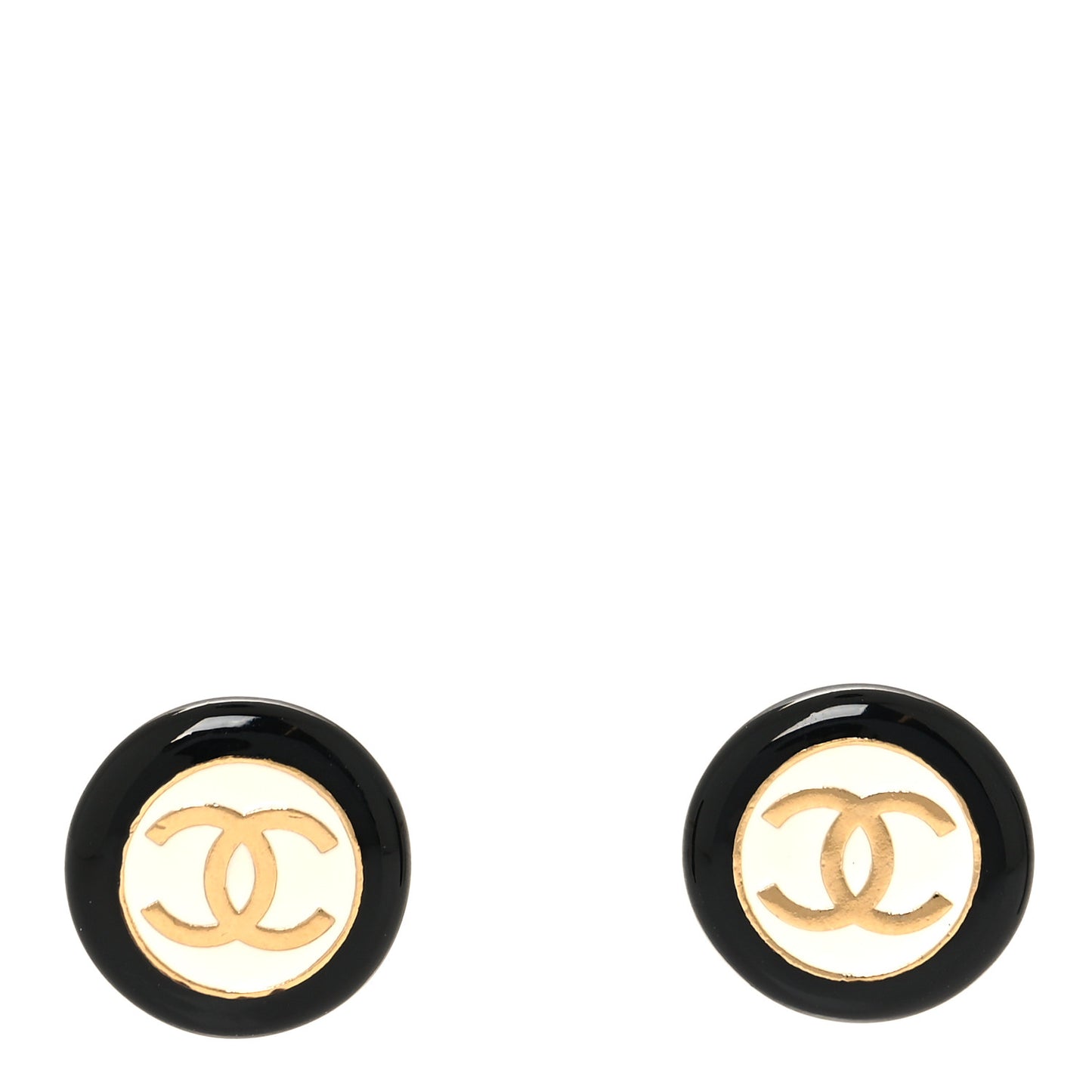 Enamel CC Earrings Black White