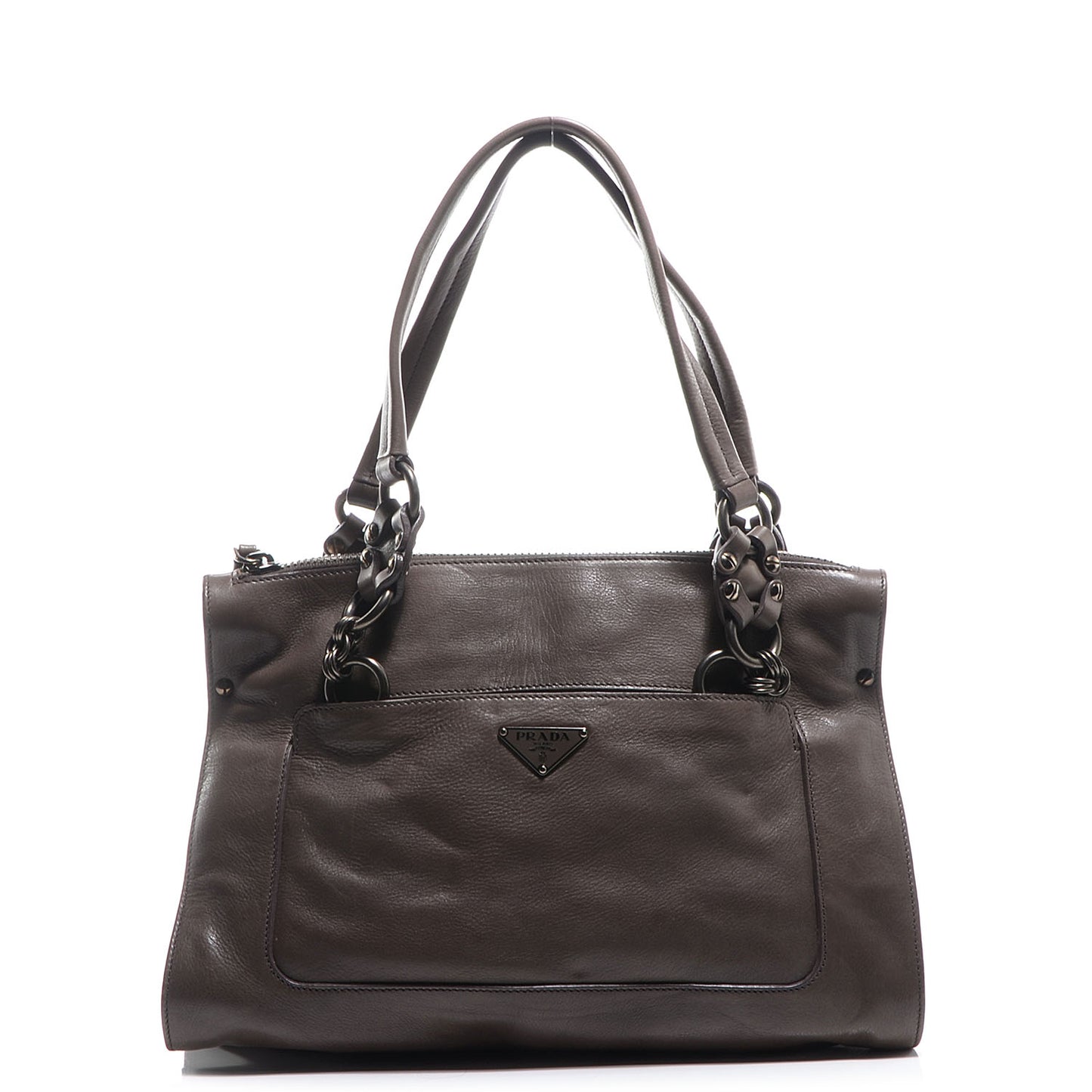 Leather Zip Tote Fumo