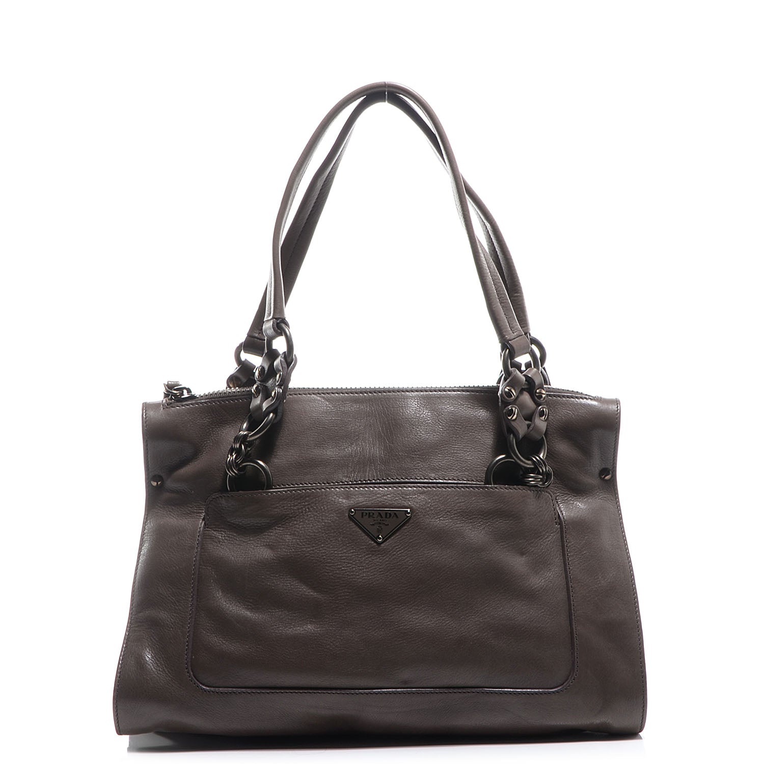 Prada Leather Zip Tote Fumo 1 of 11