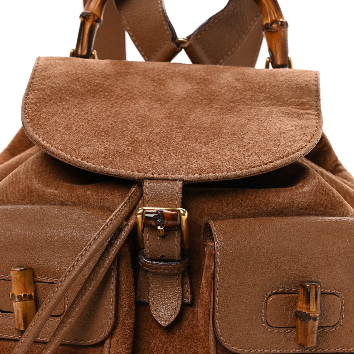 Gucci Suede Bamboo Backpack Beige 8 of 11