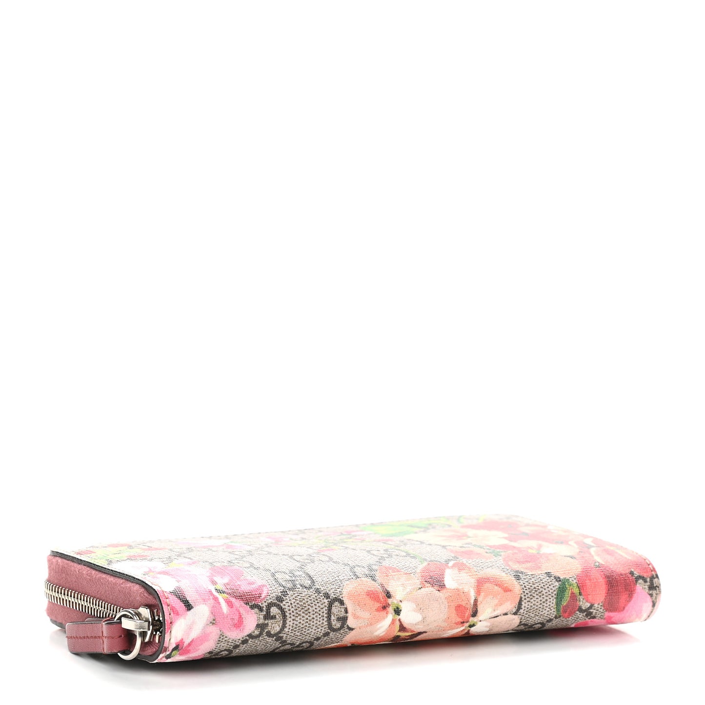 GG Supreme Monogram Blooms Zip Around Wallet Beige Multicolor Dry Rose