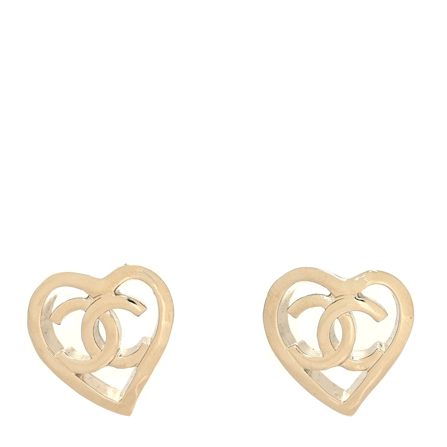 Metal CC Heart Coco In Love Earrings Gold
